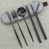 8pcs Black Dinnerware Set Travel Cutlery Set Camping Dinner Set Stainless Steel Tableware Set with Straw Brush Chopsticks Portable Case
