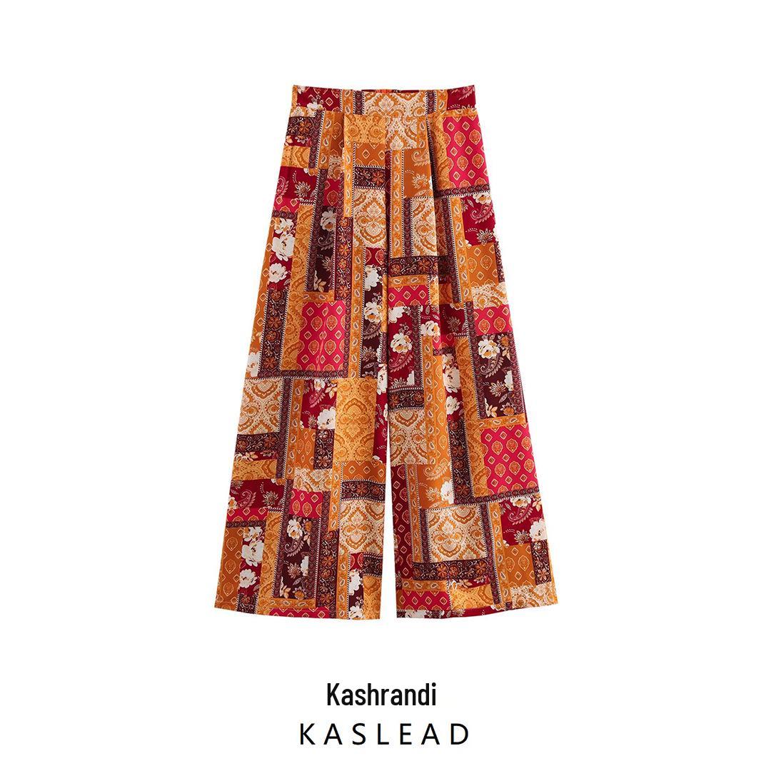 

2025 Spring Women s European & American Print Straight-Leg Pants Medium