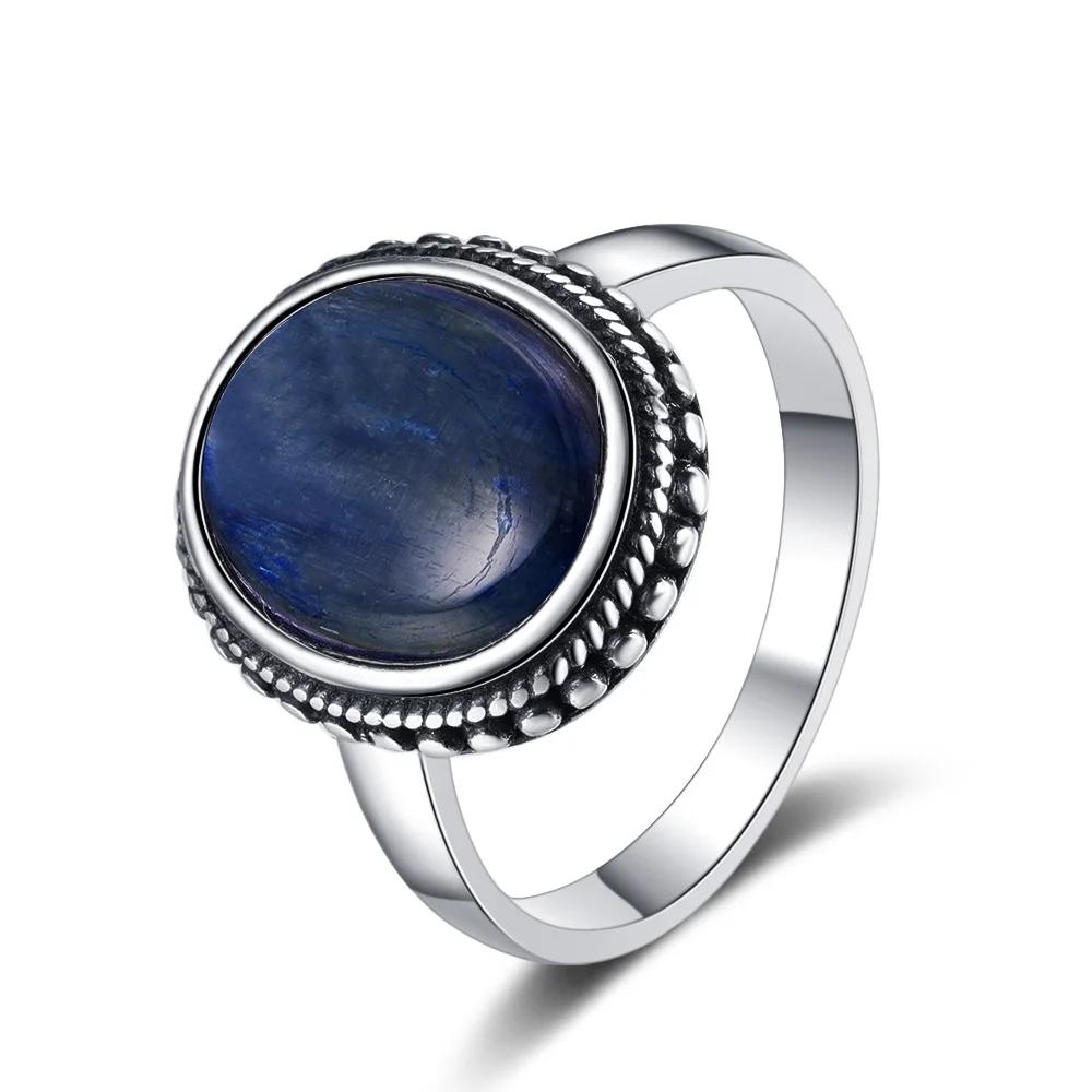S Silver Natural Kyanite Ring Simple Style Fine  Anniversary Engagement Party Gift for Women Labradorite Ring