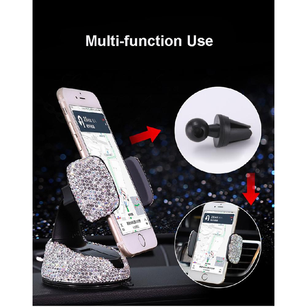 Bling Crystal Car Phone Mount with One More Air Vent Base Cell Phone Holder New