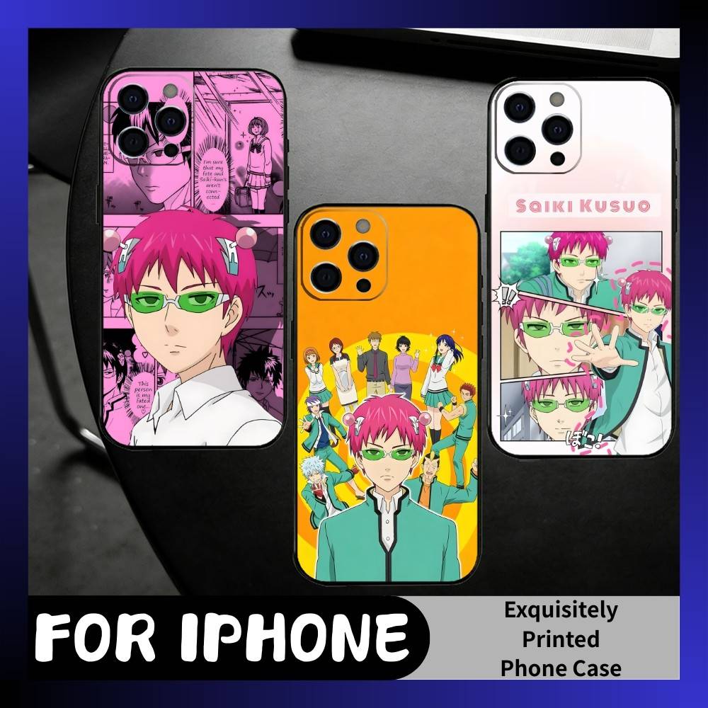 K-Kusuo S-Saiki From Anime The Disastrous Phone Case For iPhone17,16,15,14,13,12 Plus,Max Soft Silicone Black Cover