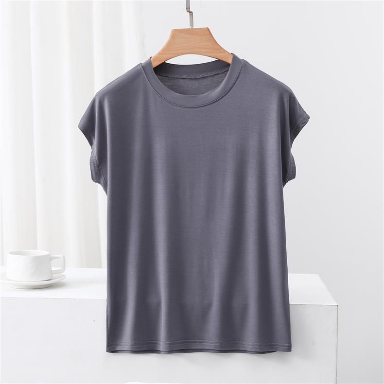 Modal Crew Neck Short Sleeve Casual T-Shirt - Women's Slimming, Versatile Summer Top.