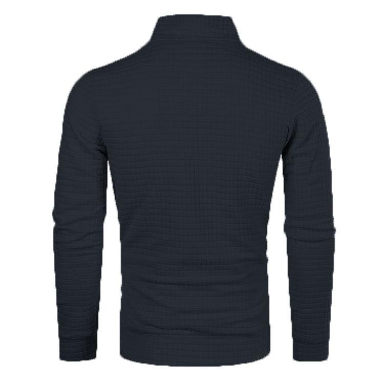 Large Size Men's Spring and Autumn Top Plaid Zipper Sweatshirt Solid Stand Collar Pullover