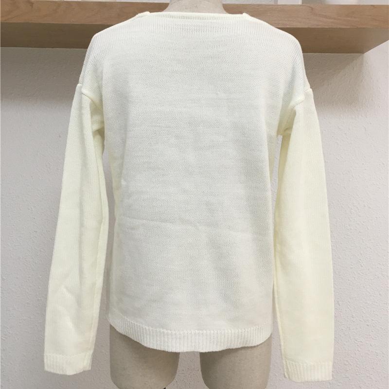 IHUASU Autumn and Winter Big Size Women's Commuter Cross Splicing Knit Sweater
