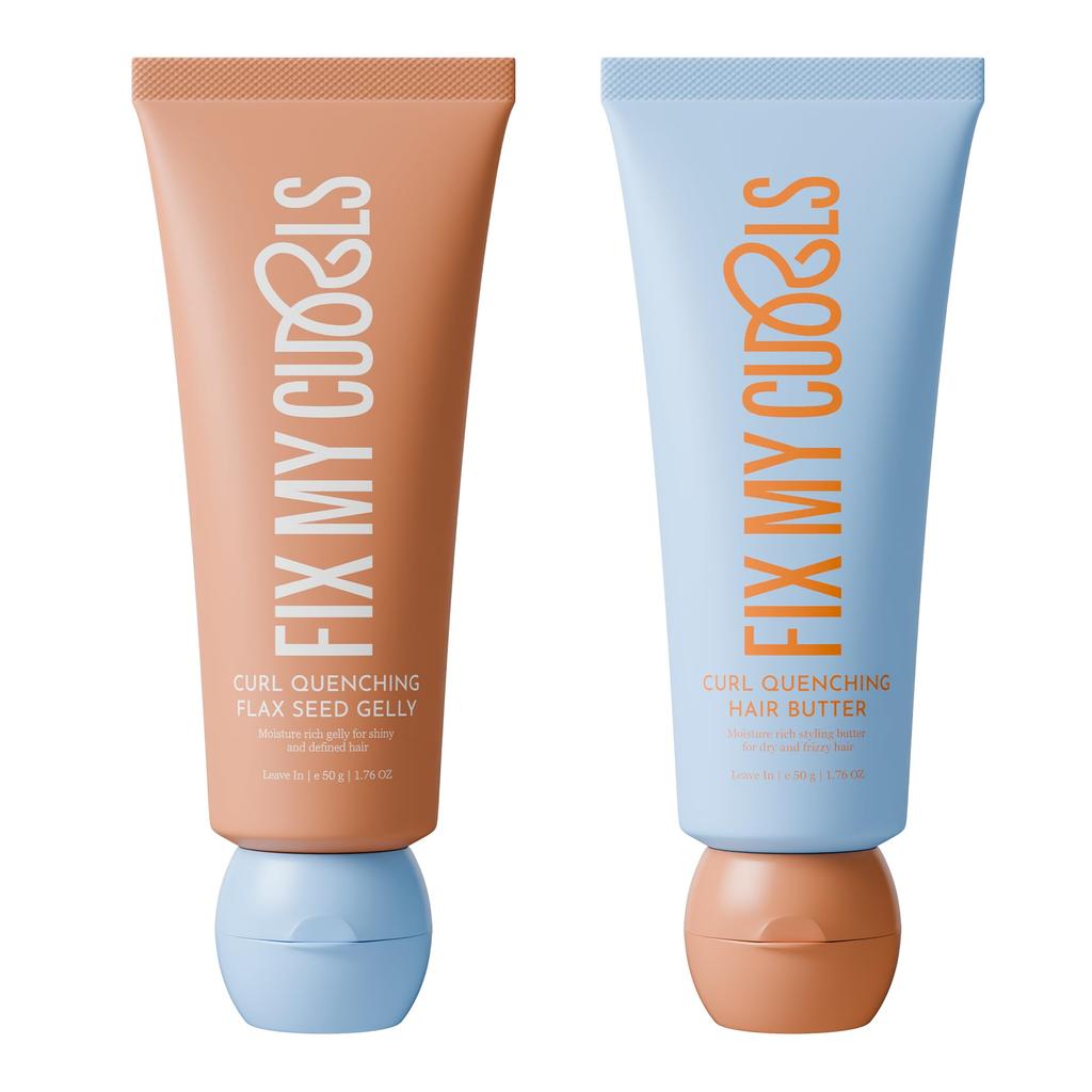 Fix My Curls Duo Styling Idratante per Capelli Ricci | Per Capelli Ricci, Ondulati, Secchi, Crespi | Arricchito con Aloe Vera, Semi di Chia e Semi di Lino | Silicone