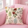 S-Small Floral Pastoral Style Cushion Cover Pillow Case Soft Friendly Fabric & Concealed Zipper