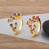 Nidin High Quality Inlaid Colorful Zircon Open Rings Adjustable For Women Men Personality Design Finger Jewelry Gift Wholesale