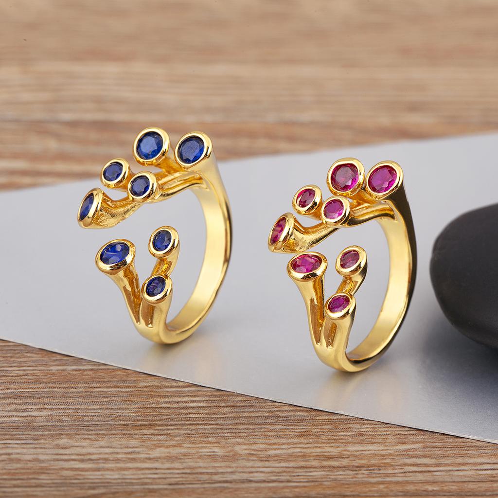 Nidin High Quality Inlaid Colorful Zircon Open Rings Adjustable For Women Men Personality Design Finger Jewelry Gift Wholesale