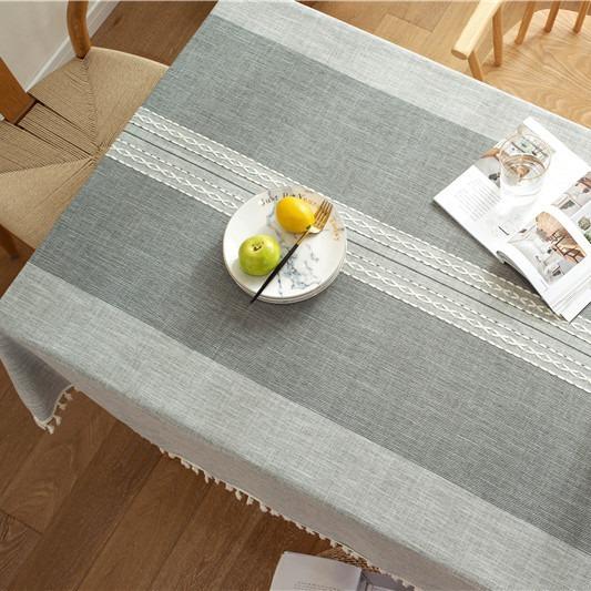 Jacquard Table Flag Imitation Cotton And Linen Fringed Tablecloth, Rectangular Coffee Table Dining Table Cloth Cover Lace