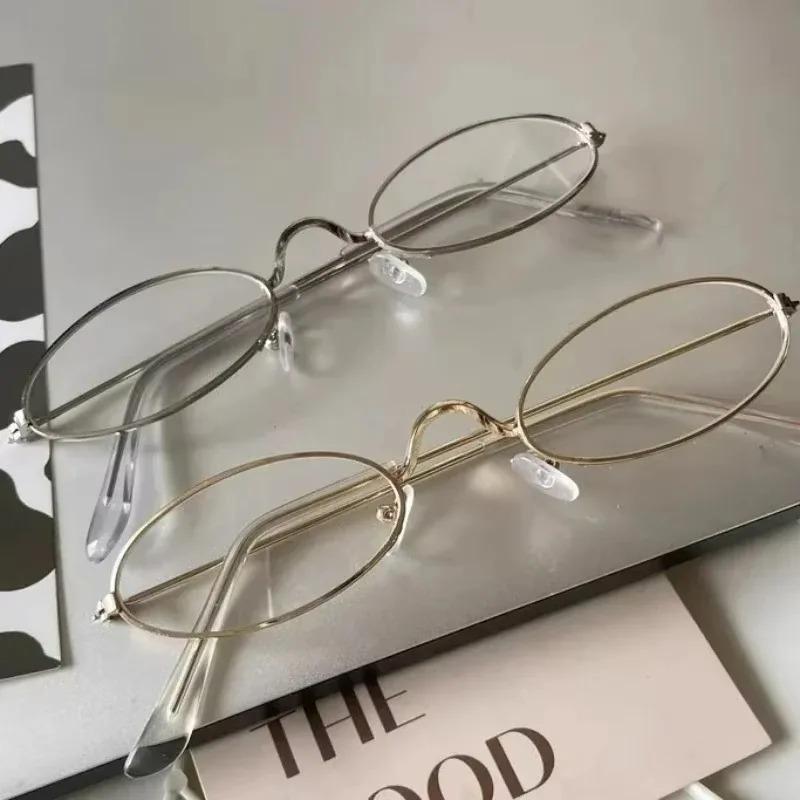 Ins Trendy Small Oval Metal Frame Eye Glasses Women Men Korean Fashion Retro Gold Silver Color Eyewear Anti Blue Light Glasses