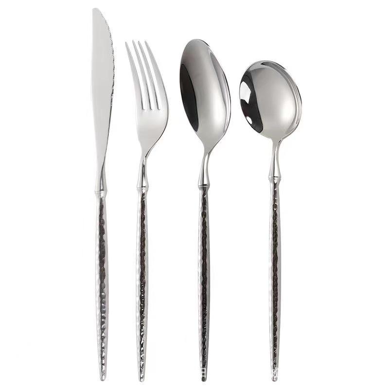 Ballet Hammer Pattern 304 Stainless Steel Western Cutlery Set: Knife, Fork, Spoon for Restaurant or Home Use