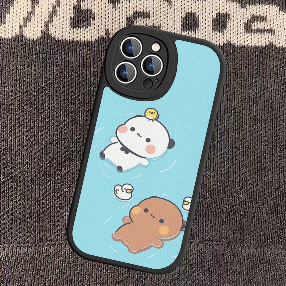 Cute Cartoon Bubu Dudu Phone Case for iPhone 16 15 14 13 Pro Max 11 12 Plus Leather Silicone Cover