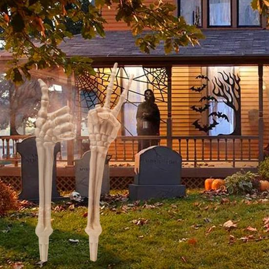 Halloween Skeleton Stake Decoration Realistic Skeleton Bones Design Easy To Install Creepy Hand Arm with Lawn Stakes