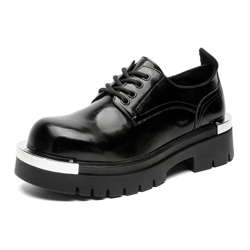 

Дерби мужские туфли на толстой подошве с высоким каблуком, кожаные туфли в британском стиле, повседневные туфли с большим каблуком 3206-J 42 чёрный