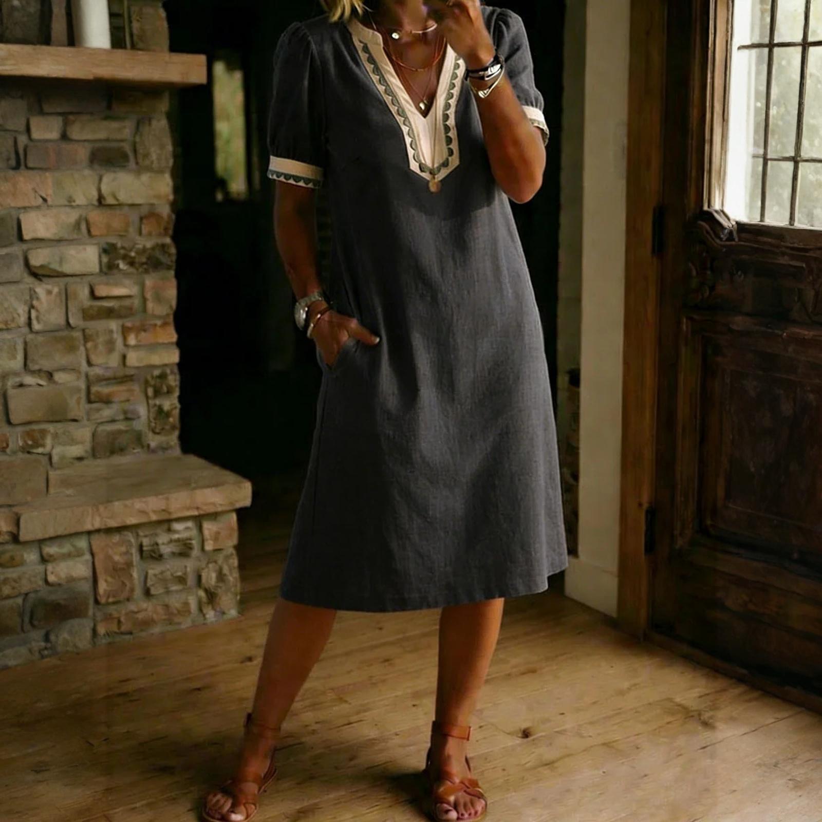 Ladies  Casual And Fashionable Loose Bubble Sleeve Dress L