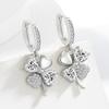 Stylish and Exquisite Four-leaf Clover Zircon 925 Sterling Silver Elegant and Sweet Versatile EarringsGood Product