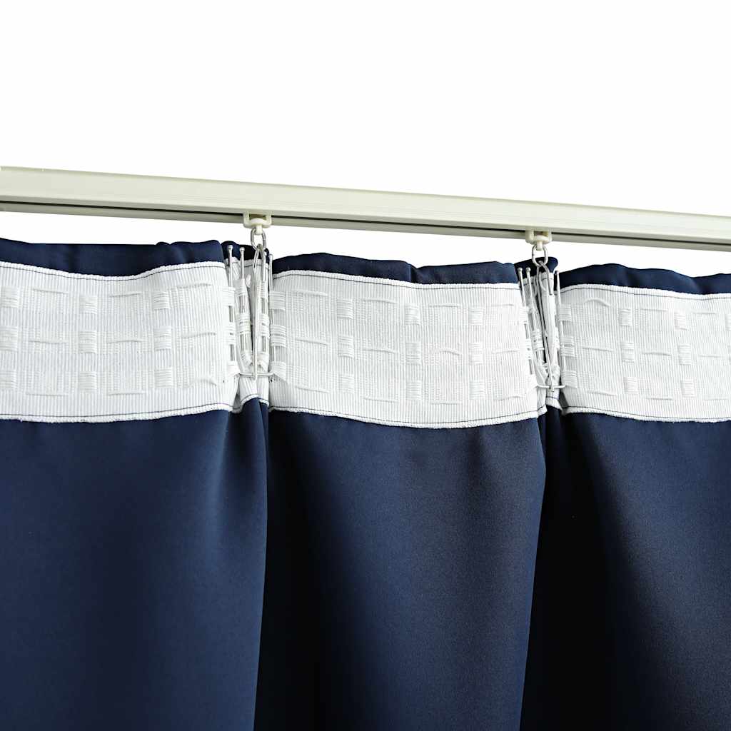 Blackout Curtain with Hooks Blue 290 X 245 Cm