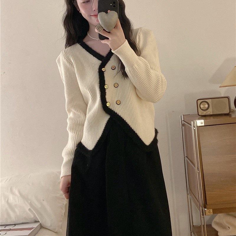 

Женский осенне-зимний двубортный вязаный кардиган с V-образным вырезом и яркими цветами one size fits all