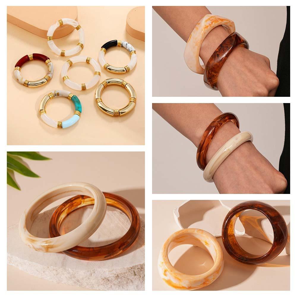 Bohemian Resin Bangles Geometric Retro Hand Ring Temperament Chunky Bracelets  Women