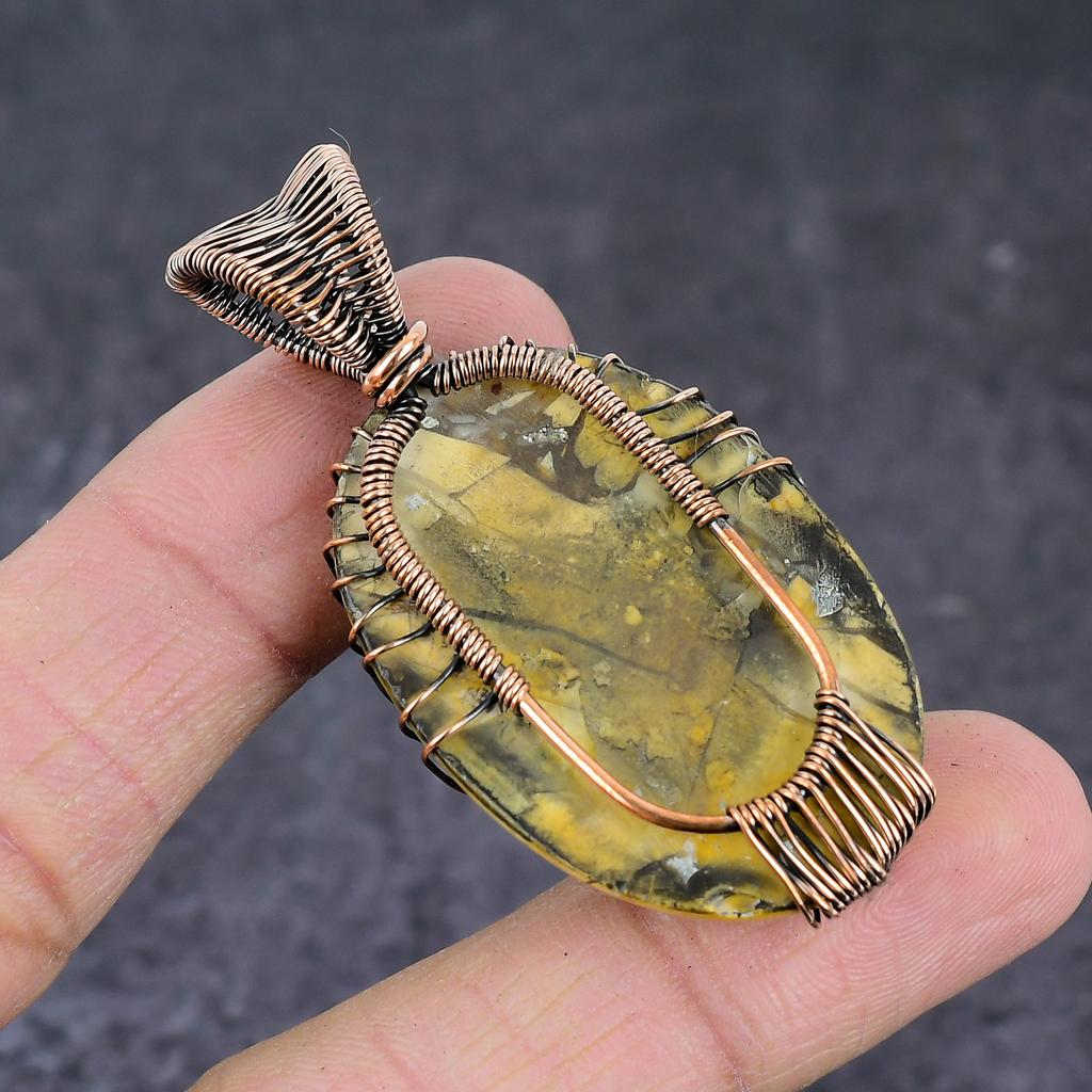 Natural Breaceted Mookaite Copper Wire Wrap Tree Of Life Pendant 2.28" H0s85