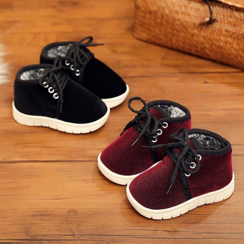 Handmade Winter Velvet Toddler Shoes, Soft Sole, Cotton, for 1-3 Years