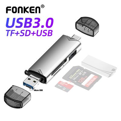 FONKEN Lector de Tarjetas USB 3.0 Multifunción 6 en 1 Tipo U Disk C/Micro USB/TF/SD Adaptador de Lectura de Tarjetas de Memoria Accesorios para Teléfono