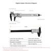 Digitaler Messschieber 0-150mm Lineal Elektronisches Mikrometer Tiefenmesswerkzeug Messgerät 6 Zoll