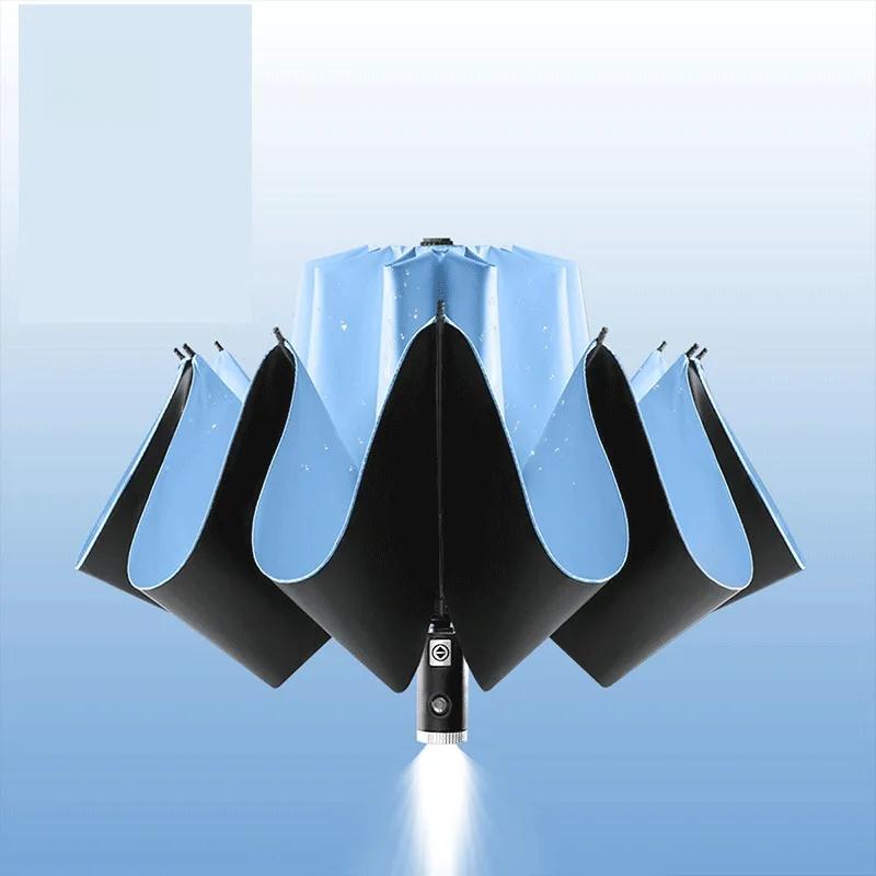 Automatic Adjustable LED Umbrella Anti-Uv Super Large Outdoor Car Rain Umbrella Business Sunny And Rainy Umbrella Wholesale