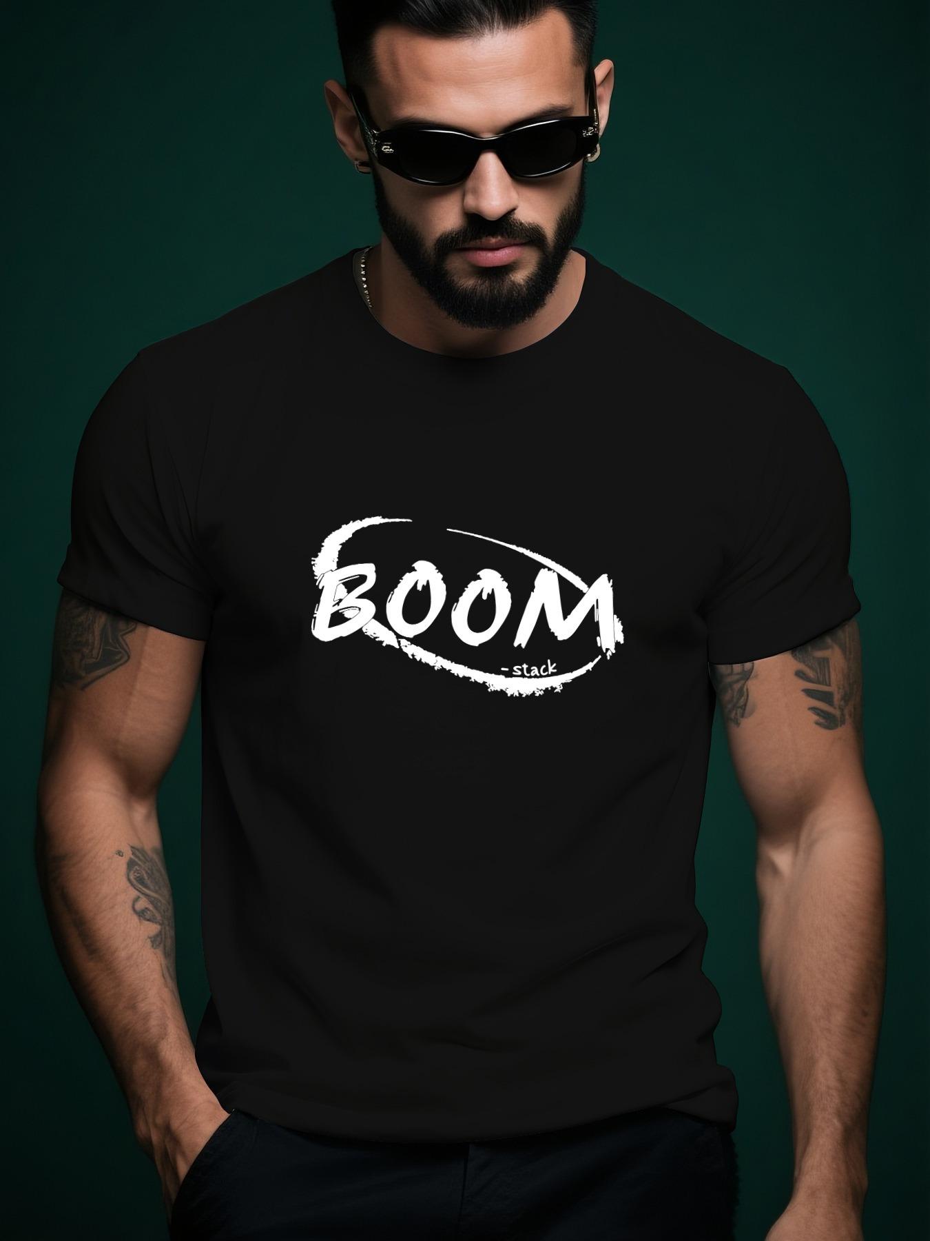 Light Grey BOOM Graphic Tshirt - Minimalist Streetwear Tee L