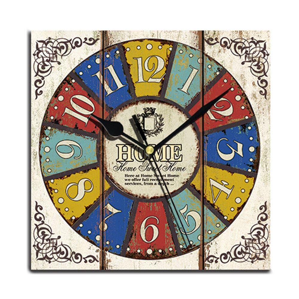 Wooden Square Wall Clocks Silent Non ticking Battery Powered For Home Kitchen Living Room Office Decor