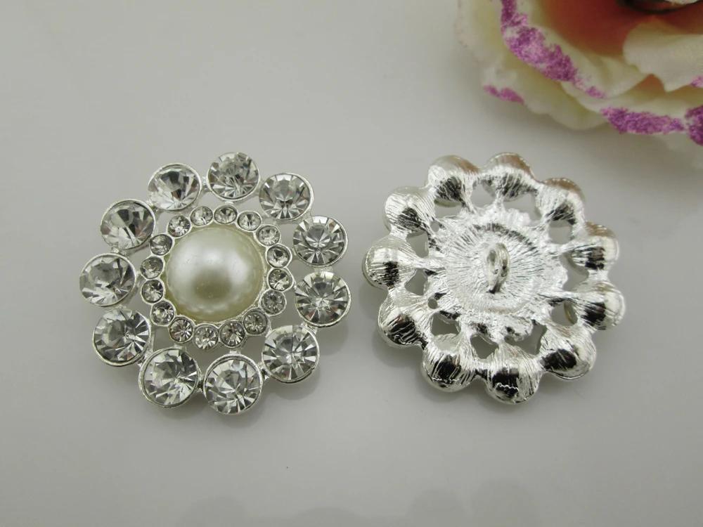5pcs Large Ivory Pearl Rhinestone Buttons for Crafts Sewing Accessories Metal Buttons for Clothing