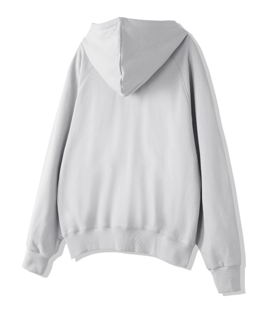 Moderment Applique Washed Oversized Zip-Up Hoodie [Dusty Grey]