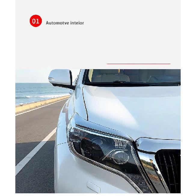 Headlight Eyebrow Trim For Toyota Prado 150 2014 2015 2016 2017 Front Lamp Brow Molding Strip Chrome Styling Car Exterior Parts