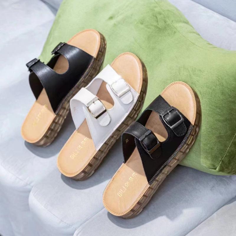 Women's Summer Leather Sandals 2025, Comfortable Soft Sole, Fashionable Versatile Outdoor Buckle Design