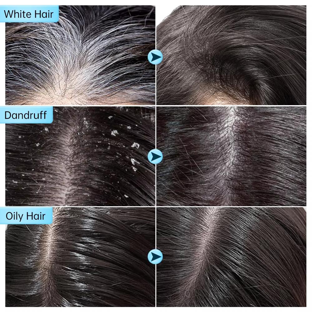 PURC Graue, weiße Haarfarbe, Färbebehandlung, Bambuskohle, saubere Detox-Seifenstange, schwarzes Haarshampoo, Behandlung für glänzendes Haar und Kopfhaut