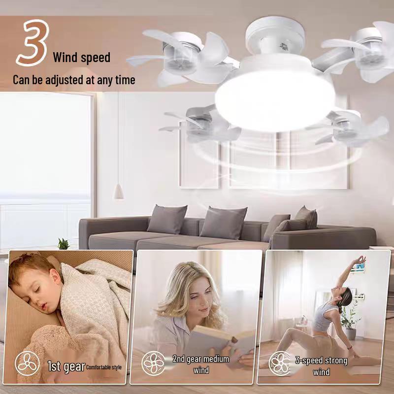 E27 Drone Ceiling Fan Light: Silent ABS Integrated Chandelier with Frequency Conversion