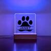 Personalized Dog Paw Acrylic Night Light Custom Pet Name Wooden Base Creative Tabletop Decor Lovely Present For Pet Owner