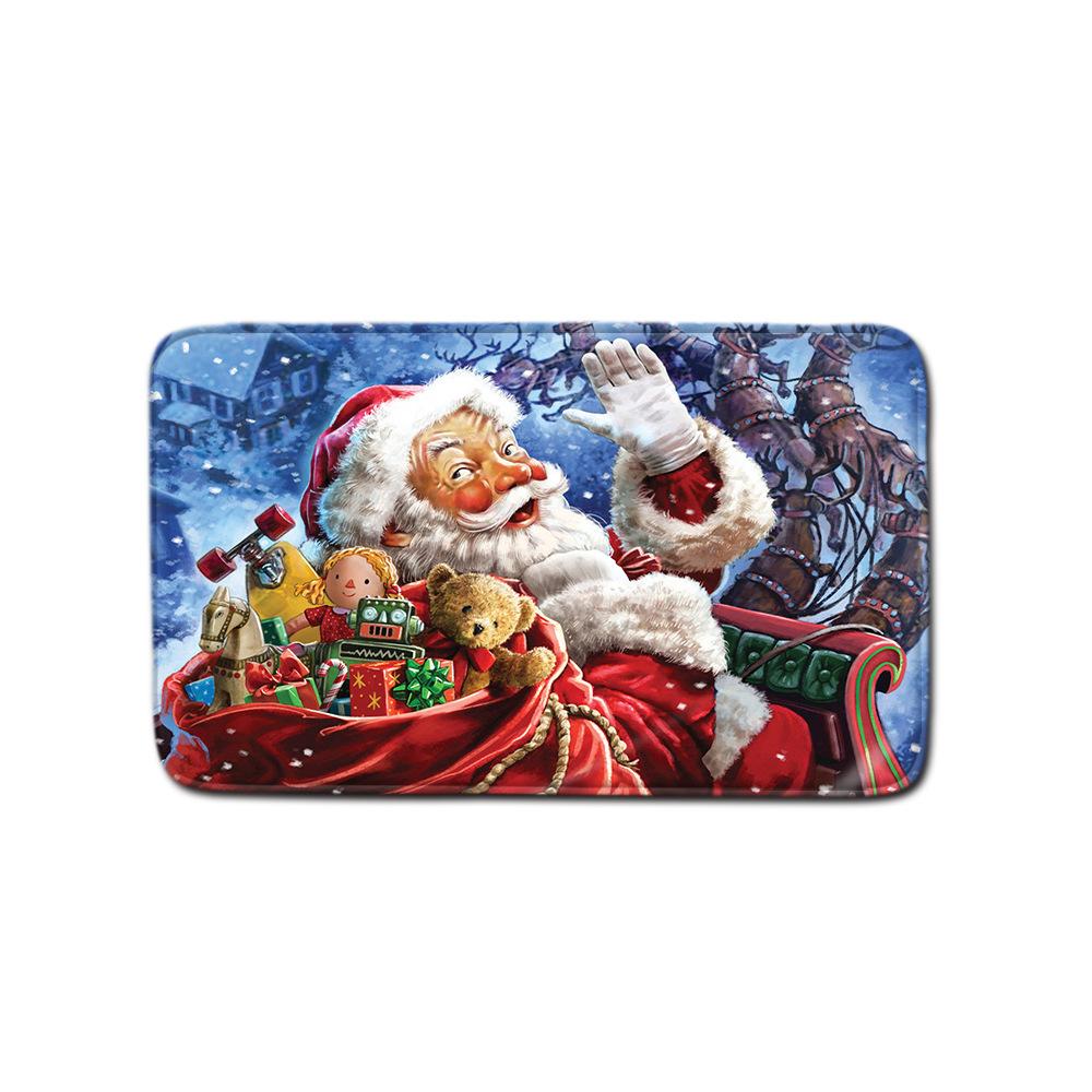 Christmas Shower Curtain Floor Mat Combination Four-Piece Set Bathroom Toilet Carpet Shower Room Mat Foot Mat