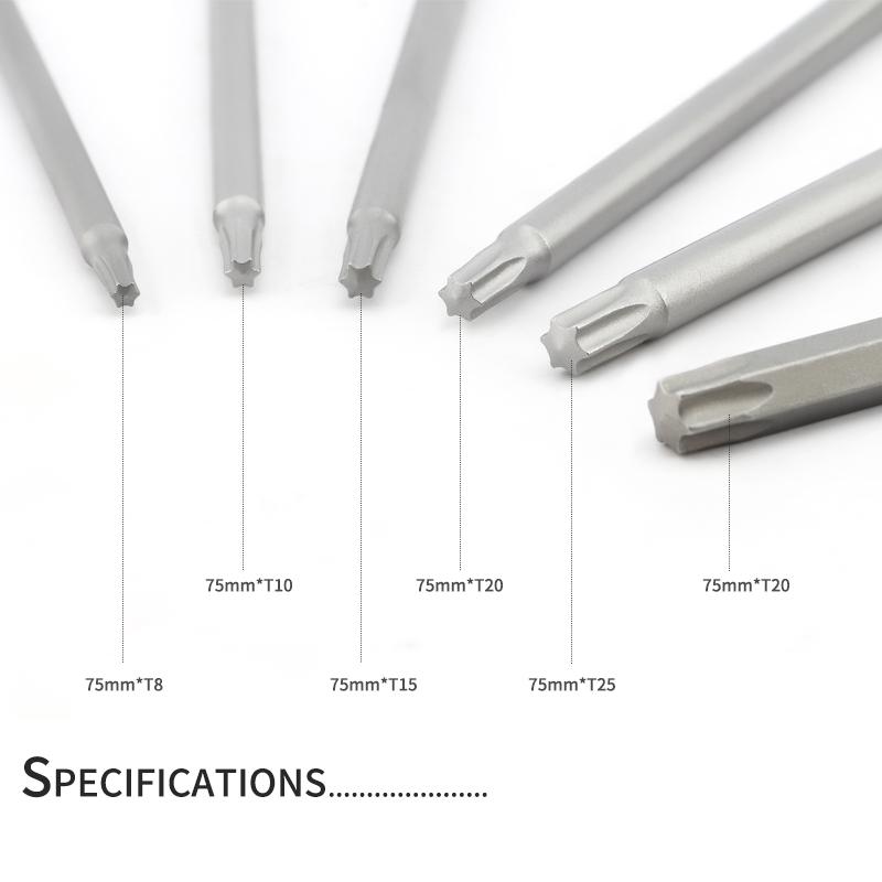 6/10Pcs 150mm Long Magnetic Torx Screwdriver Bits Set Electric Screwdriver Head T10,T15,T20,T25,T30,T35,T40