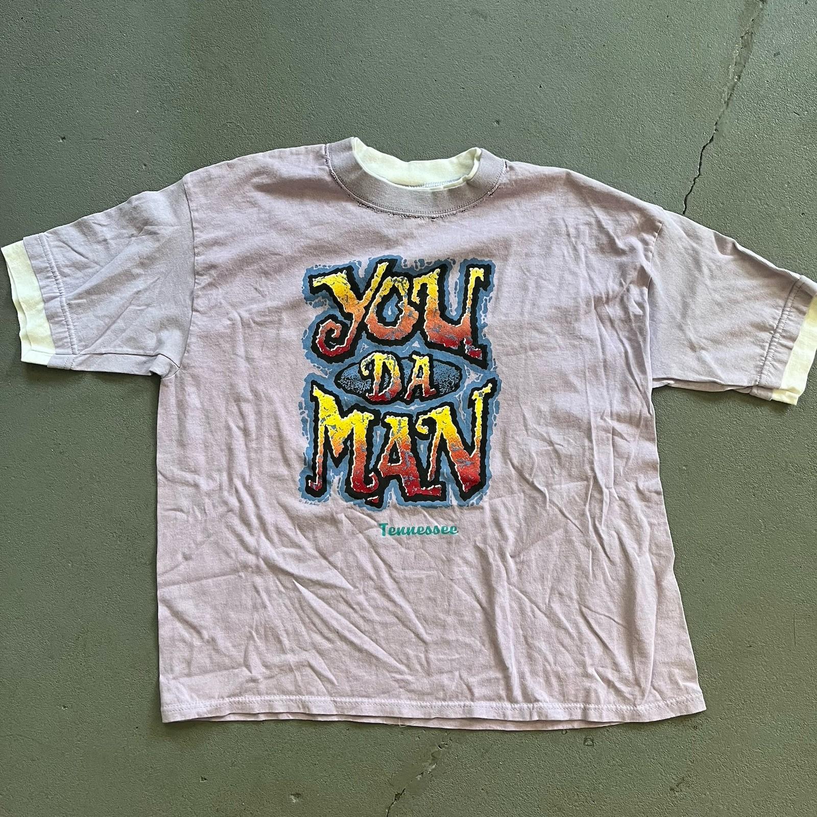Vintage You Da Man Tennessee Ringer T Shirt Pink Graphic Tee Y2K Size XL Unisex T-Shirt XXL