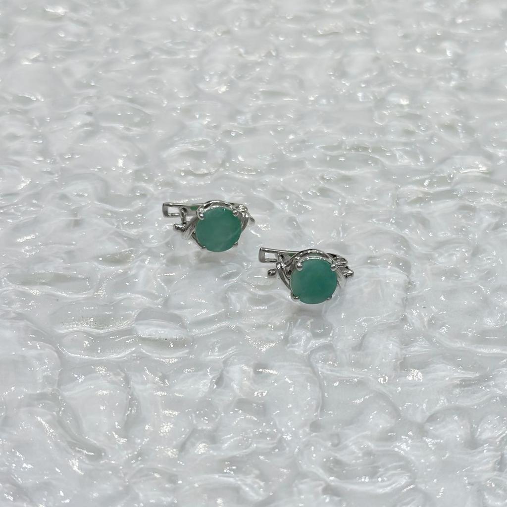 Silver Earrings with Natural Emerald (2172499)