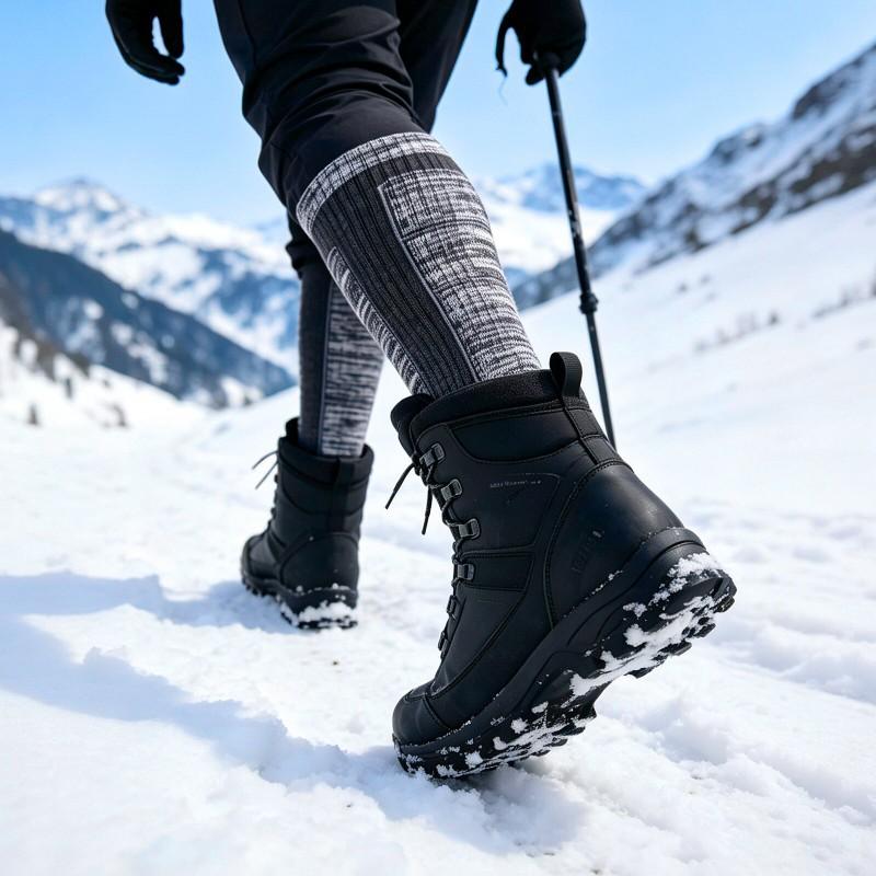 Merino Wool Ski Socks High Calf Thick Warm Winter Sports Men Women Anti-Slip Antibacterial