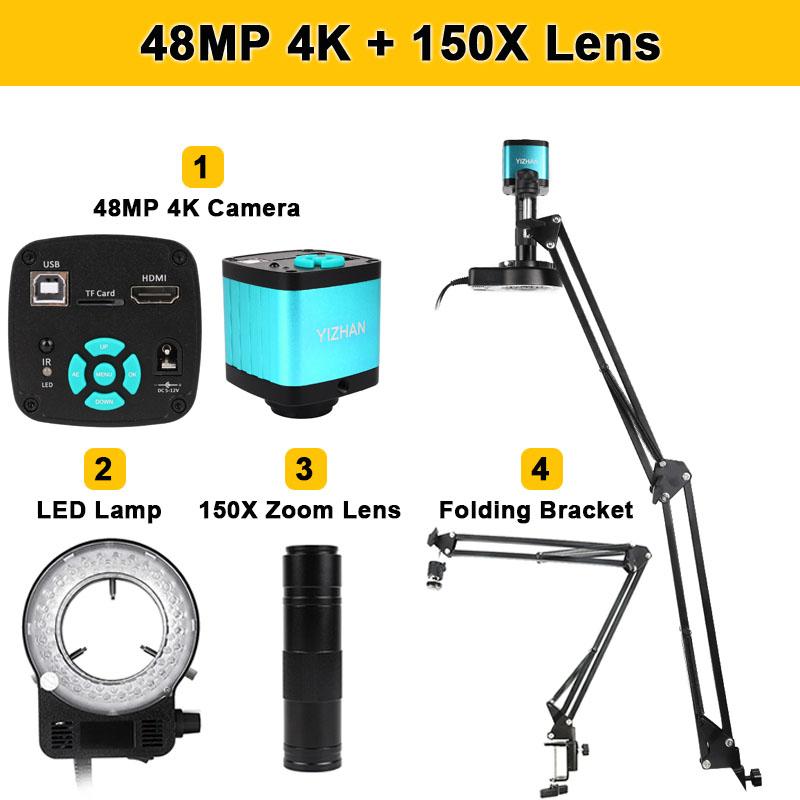 1-150X zoom objektiv pájecí mikroskop HD 4K 48MP 1080P průmyslová kamera typ C HDMI video digitální mikroskop pro elektroniku