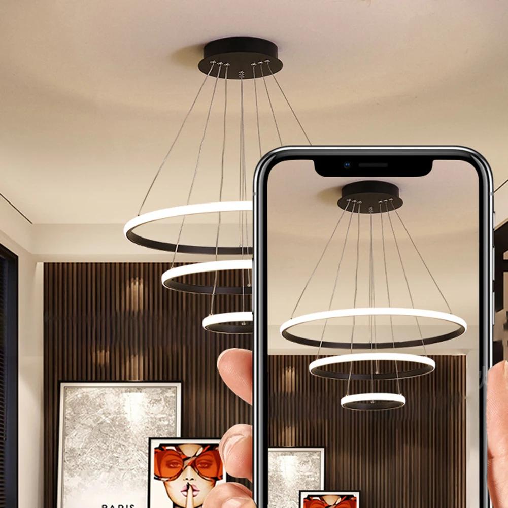 Rings Circle Ceiling Hanging Modern Luxury LED Chandelier Pendant Lights Nordic Home Light Suspensions Luminaire Home Decoration