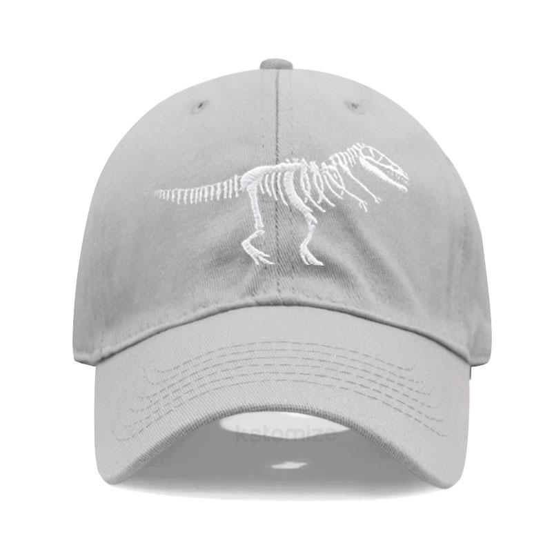 Dinosaur Skeleton Embroidered Baseball Cap for Women Men Fashion Adjustable Soft Cotton Dad Hat Unisex Classic Golf Caps