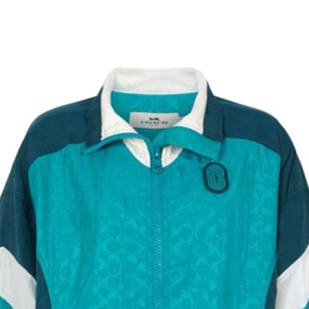 Coach SS23 Color Block Logo Full Print Zip Long Sleeve Jacket Women Jackets Blue C2524-SA4
