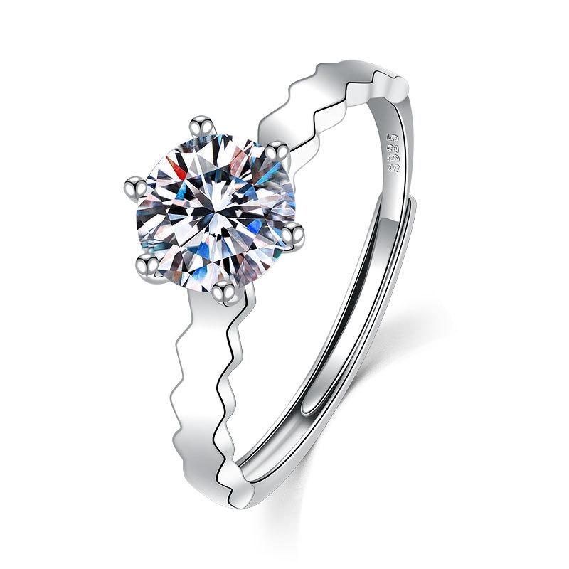 

Серебряное кольцо S925 в виде пчелиных сот, женское, Guochao, ромбовидное, с бриллиантом в один карат, модное, с индивидуальностью, простое открытое кольцо opening adjustable