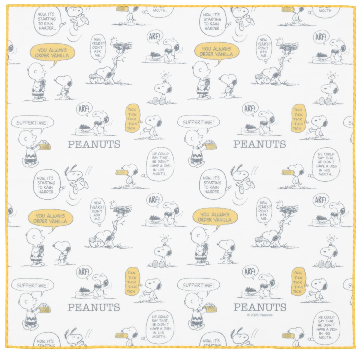 Skater Bento Box Adhesive Lunch Smoky Pastel Yellow Cloth, Snoopy, KBST43-A