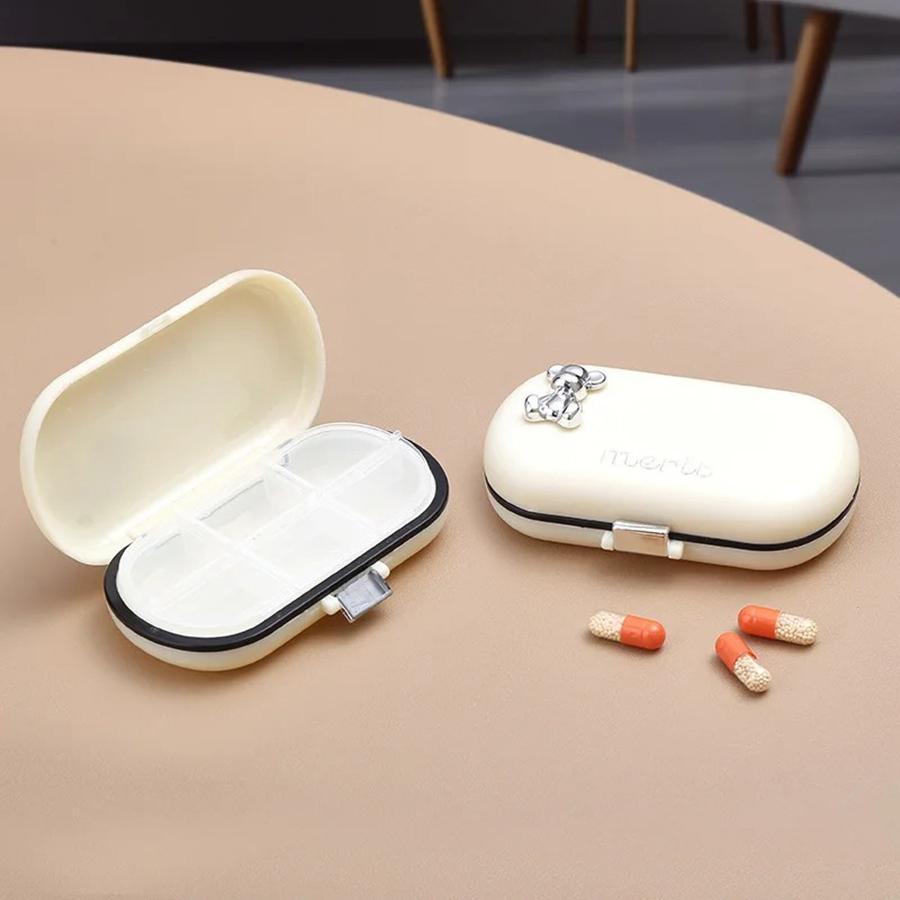 Moisture-proof Portable Pill Box Dispenser with 4/6 Cell Tablet Container Travel Pill Box Pill Knife Storage Pill Box