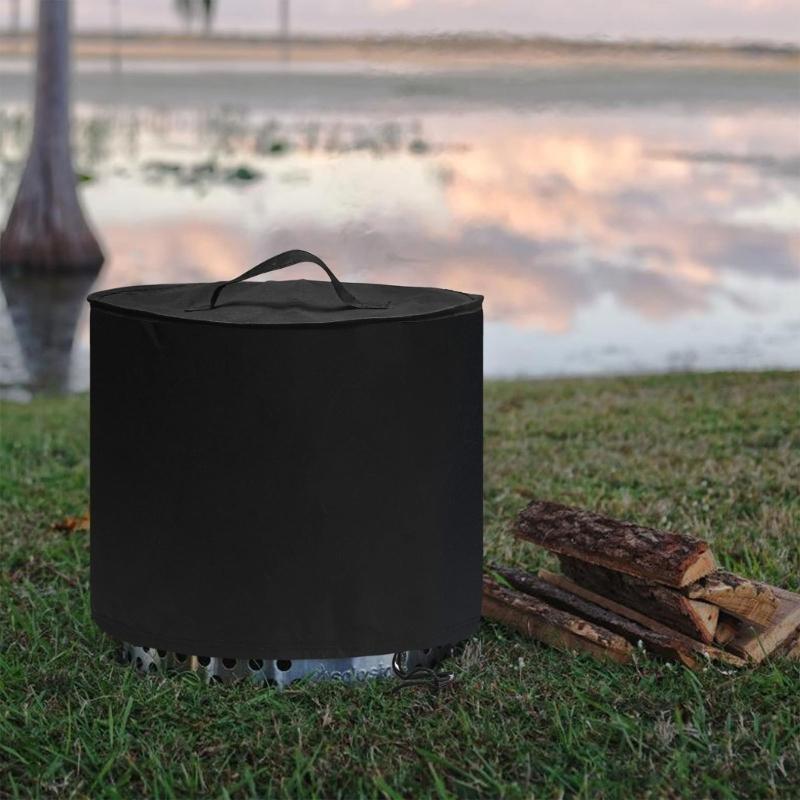 Durable Polyester Fire Pit Cover Designed For 15 Inch Round Pits Featuring Handle Easy Installation